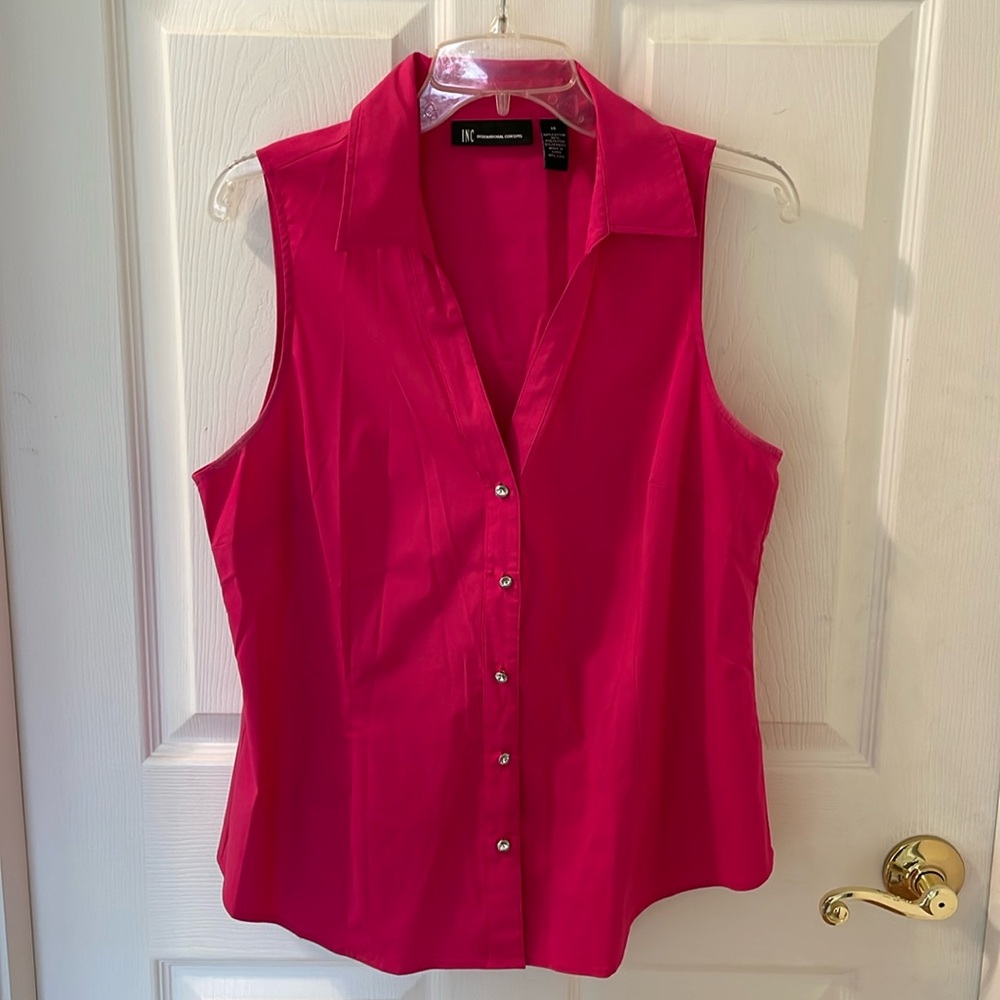 Hot pink button-down tank